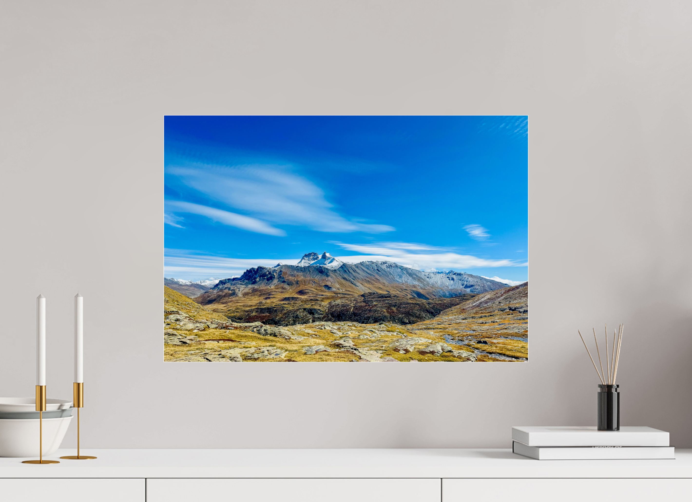 59,1 x 40 cm, Dibond verre brillant 2mm Sous le vent d'altitude