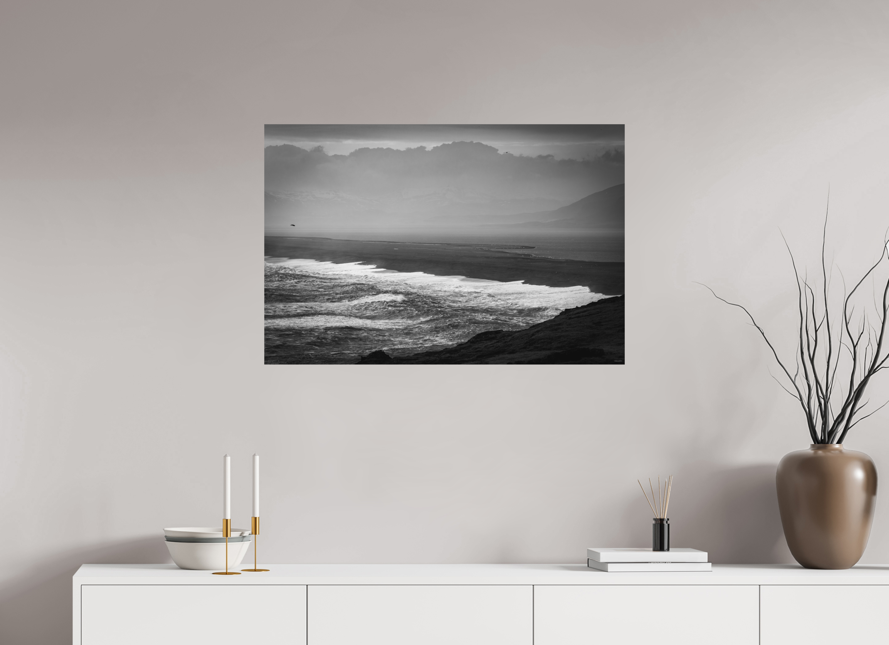 90 x 60 cm, Tirage Fine Art mat Grève noire