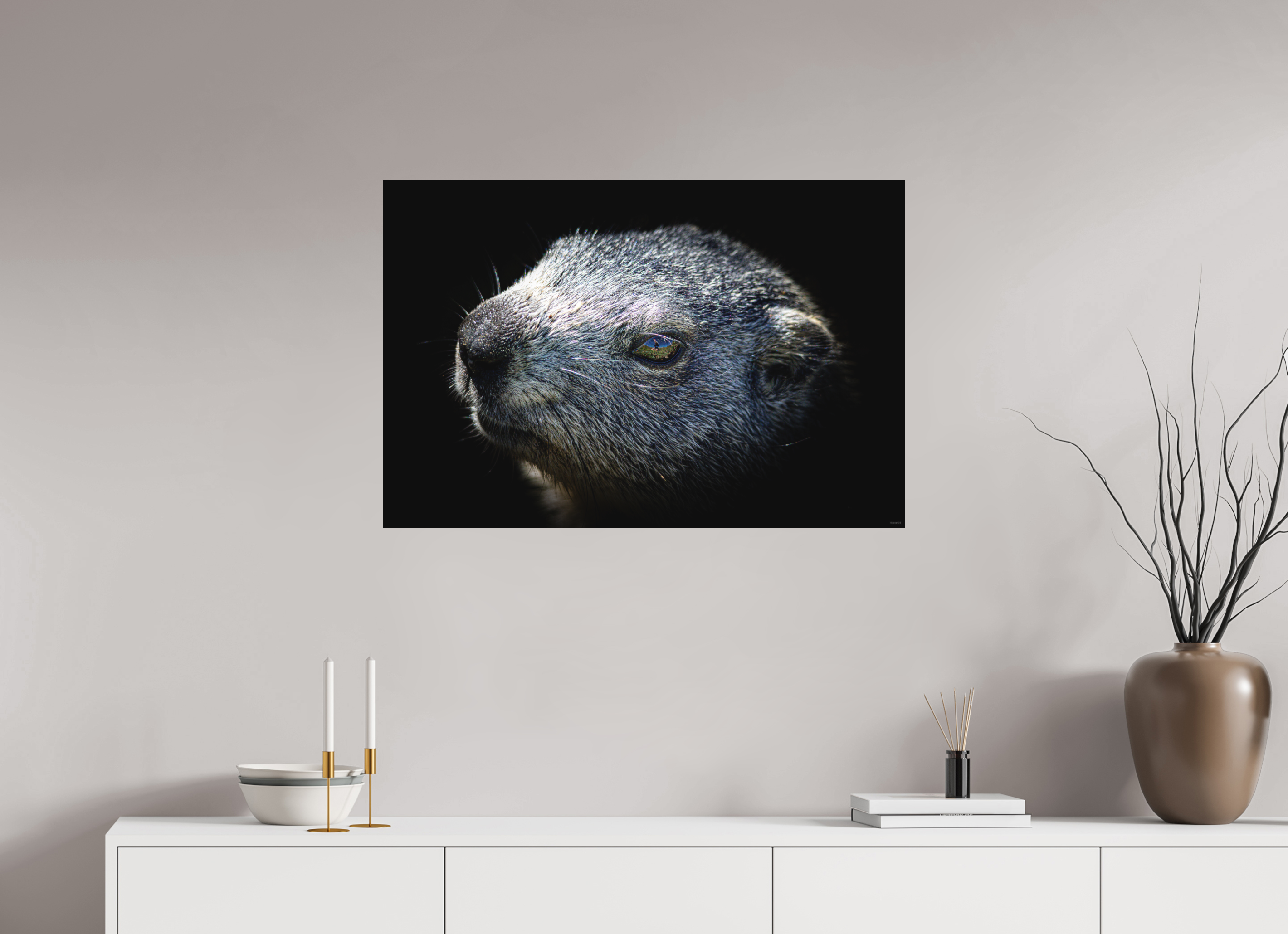 90 x 60 cm, Tirage Fine Art mat Regard miroir (N&B)